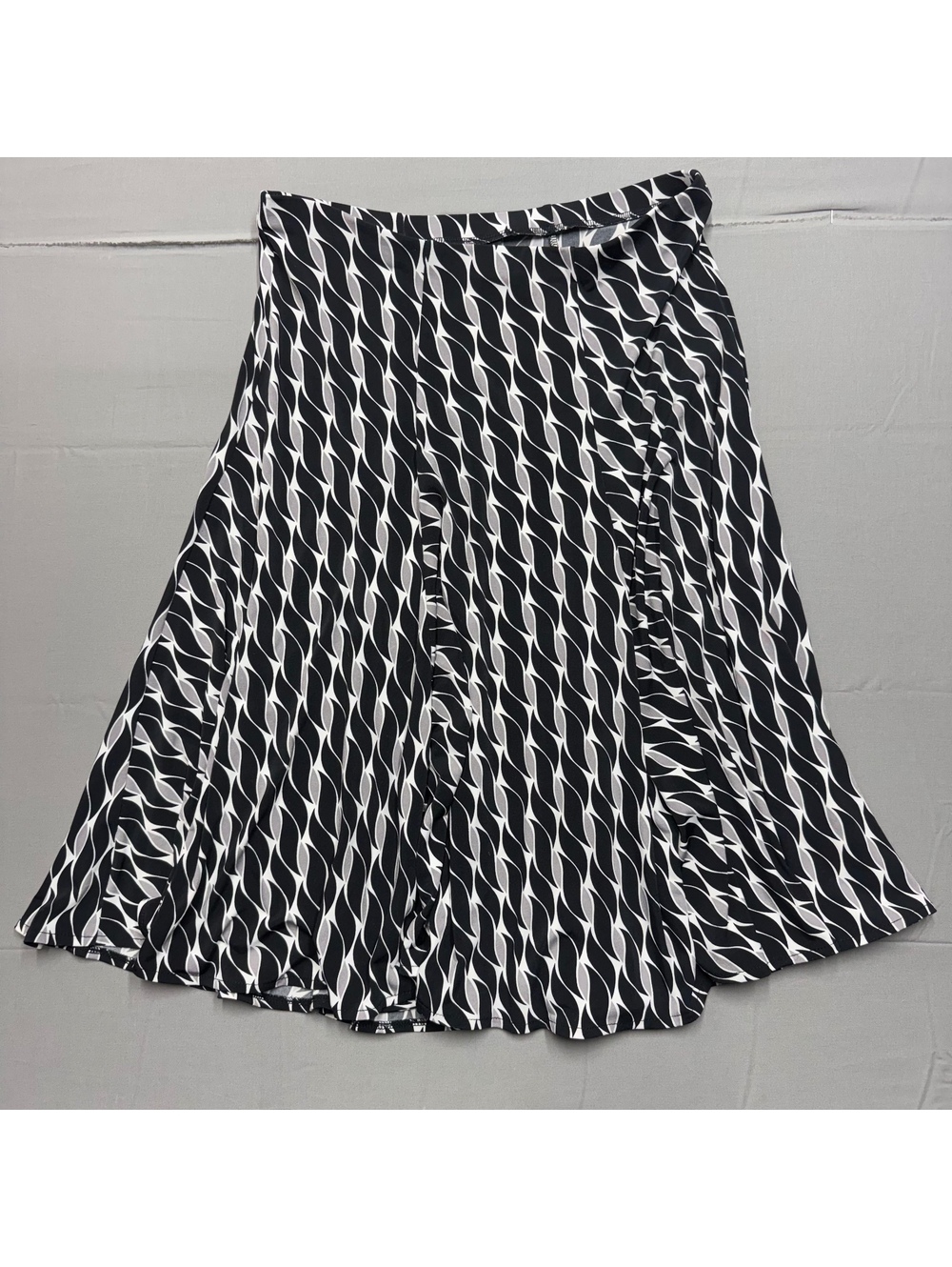 East 5th Women's Size S Abstract Wave Geometric Print Flared A-Line Midi Skirt